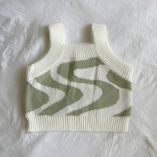 Adored - Sunni Knit Top - Sage Wavy