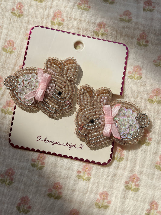 2 PACK BEADED BUNNY HAIR CLIPS