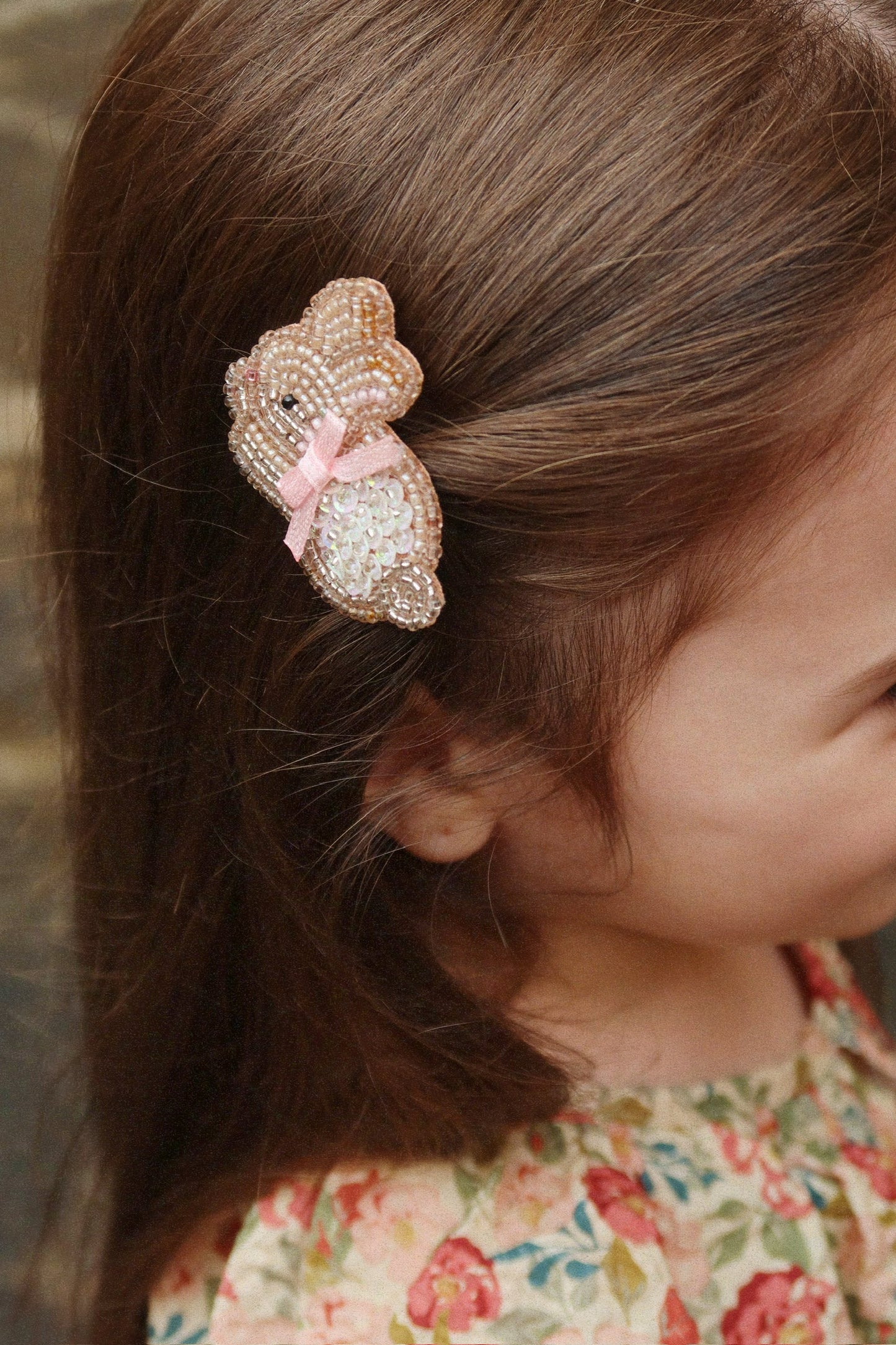 2 PACK BEADED BUNNY HAIR CLIPS