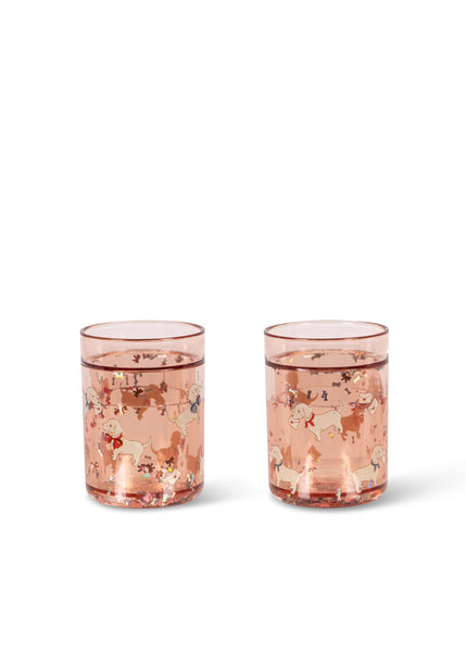 2 PACK GLITTER CUPS WOOF LETTER ROSE