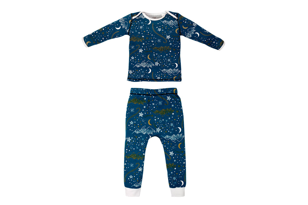 Organic Cotton Two Piece PJ Set – Stars Blue