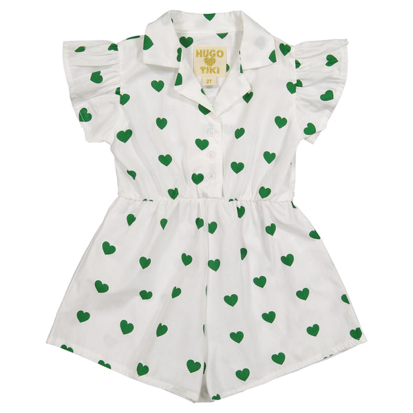 Ruffle Romper - Green Heart - Also available in adult sizes
