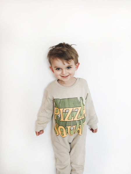 Sweater Shirt Romper-Pizza Squad