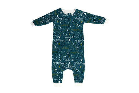 Organic Cotton Long Sleeve Sleep Suit-Star Blue 1.0 Tog